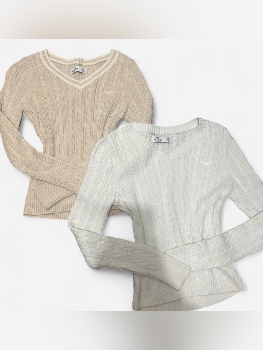 Bundle of 2 Vintage Hollister Cable Knit Sweaters Size XS
